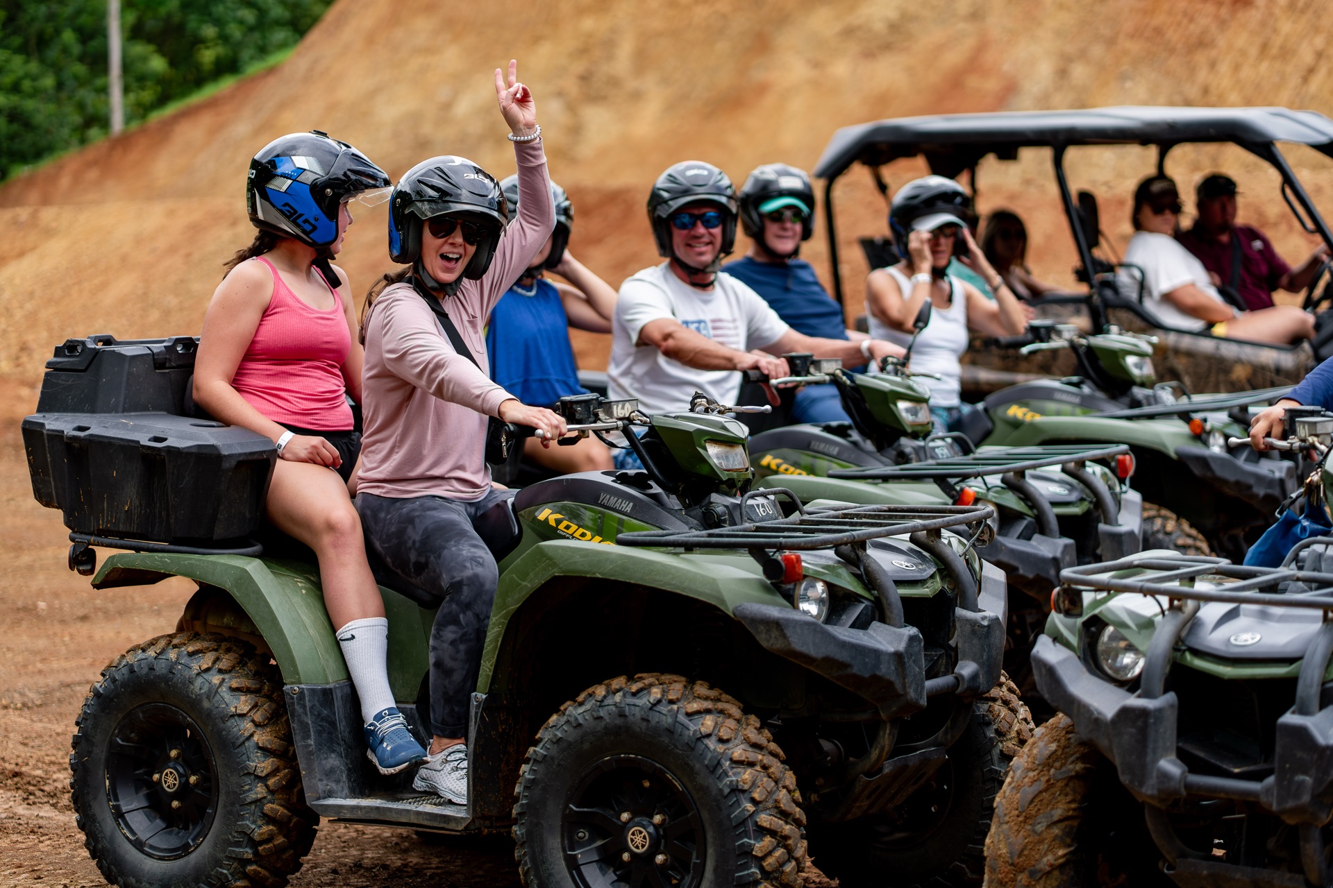 Group of ATV adventurers ready to ride at Vista Los Sueños in Jacó, Costa Rica